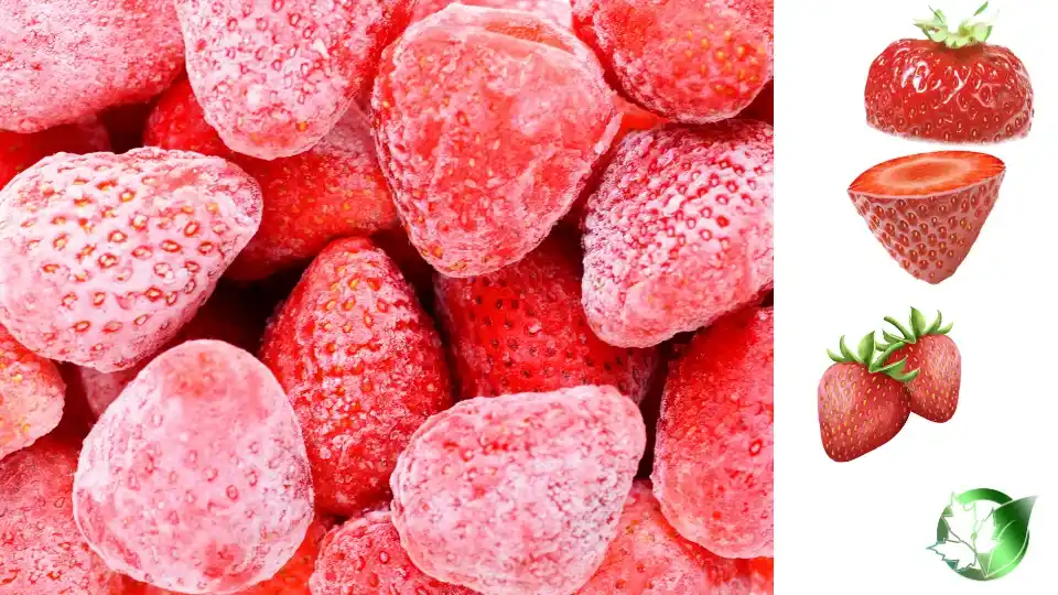 Commercial presentation of Frozen Strawberries for wholesale product evaluation and buyer review.